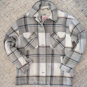 Levi's Cream and Gray Plaid Shacket  - S